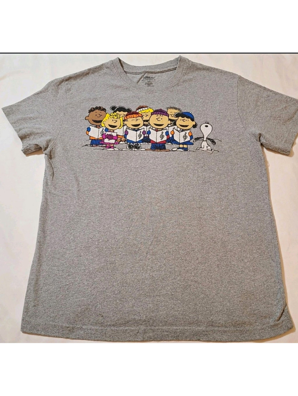 Peanuts Snoopy Charlie Brown Christmas Caroling Choir Gray T Shirt 2021 M